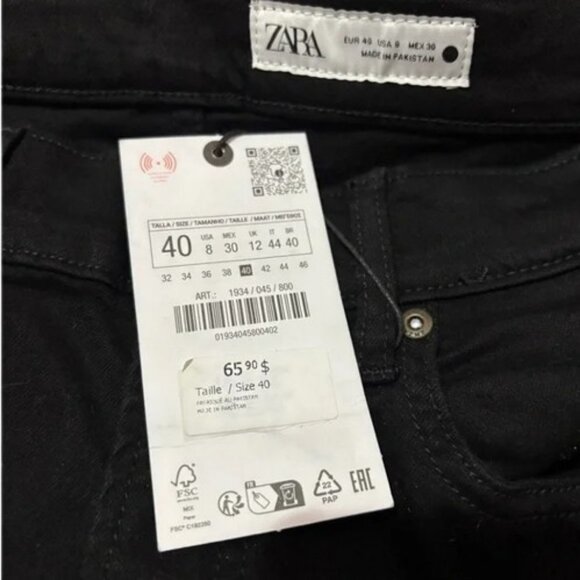 Zara black slim bootcut leg high rise jeans size 8 NWT - Picture 9 of 11